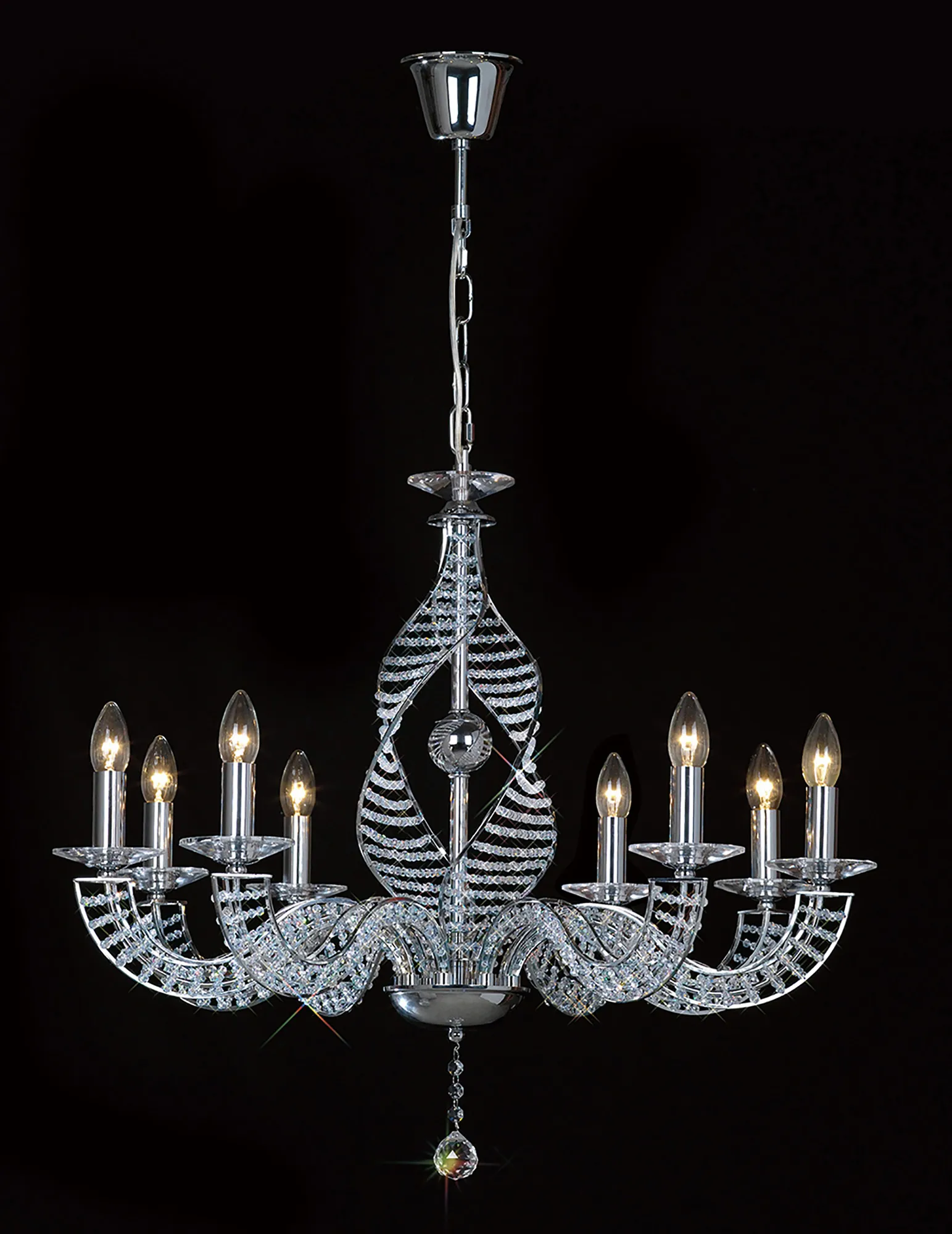 Santo Crystal Ceiling Lights Diyas Multi Arm Crystal Fittings